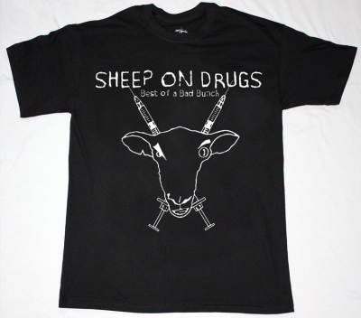 SHEEP ON DRUGS BAD BUNCH  NEW BLACK T-SHIRT