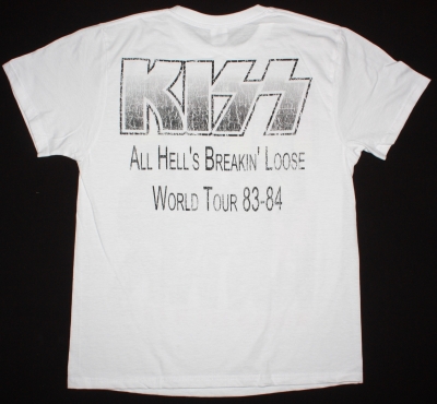 KISS ALL HELL'S BREAKIN'LOOSE WORLD TOUR NEW WHITE T-SHIRT