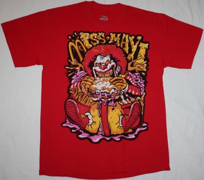 MISS MAY I CLOWN MAD RONALD SLIM BURGER  NEW RED T-SHIRT