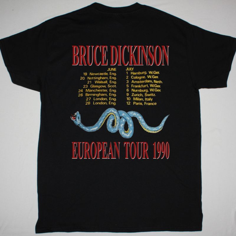 BRUCE DICKINSON TATTOOED MILLIONAIRE EUROPEAN TOUR 1990 NEW BLACK T SHIRT