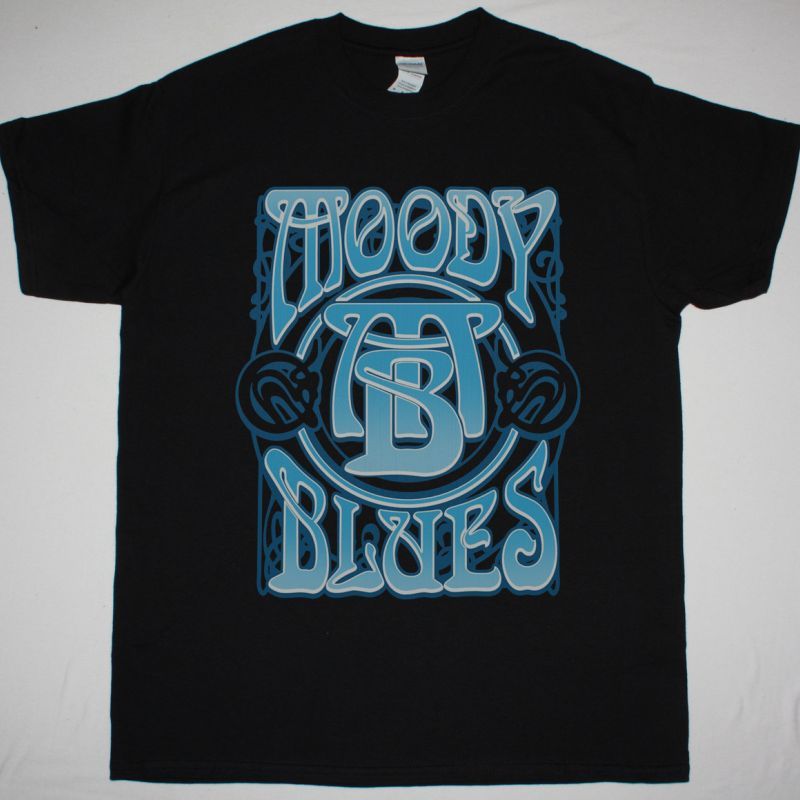 THE MOODY BLUES PSYCHEDELIC LOGO NEW BLACK T SHIRT