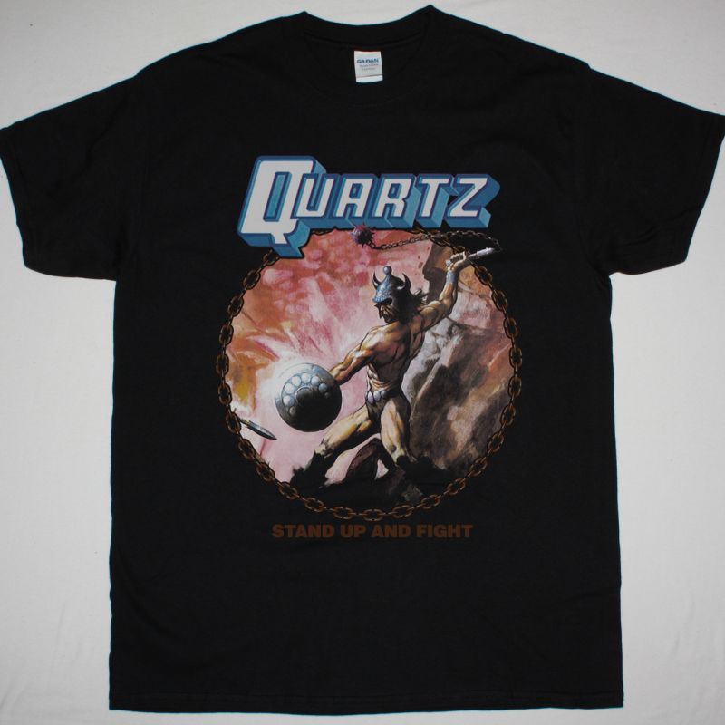 QUARTZ STAND UP AND FIGHT 1980 NEW BLACK T-SHIRT