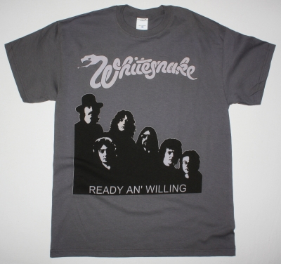 WHITESNAKE READY AN' WILLING 80 NEW GREY CHARCOAL T-SHIRT