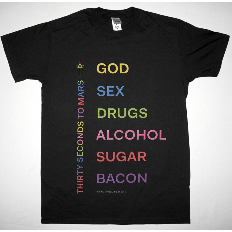 30 SECONDS TO MARS THIRTY SECONDS TO MARS GOD SEX DRUGS TEE NEW BLACK T-SHIRT