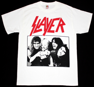 SLAYER BAND CLASSIC LINE UP NEW WHITE T-SHIRT