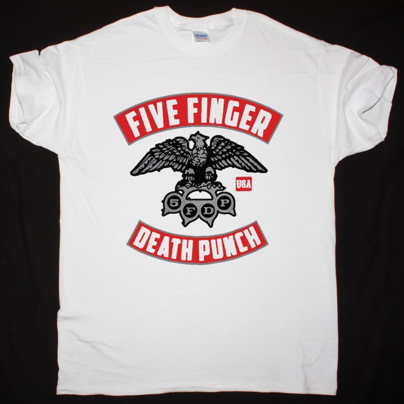 FIVE FINGER DEATH PUNCH EAGLE KNUCKLE NEW WHITE T-SHIRT