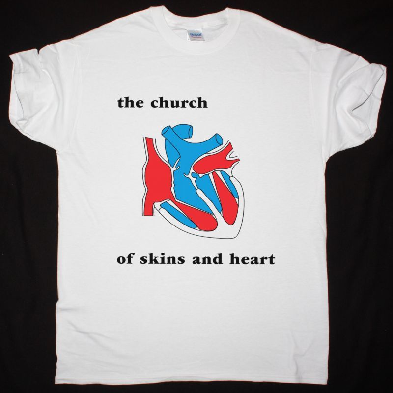 THE CHURCH OF SKINS AND HEART NEW WHITE T SHIRT