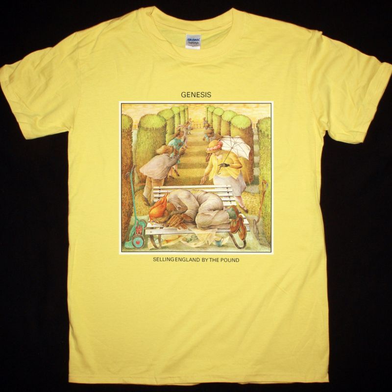 GENESIS SELLING ENGLAND BY THE POUND NEW YELLOW T-SHIRT