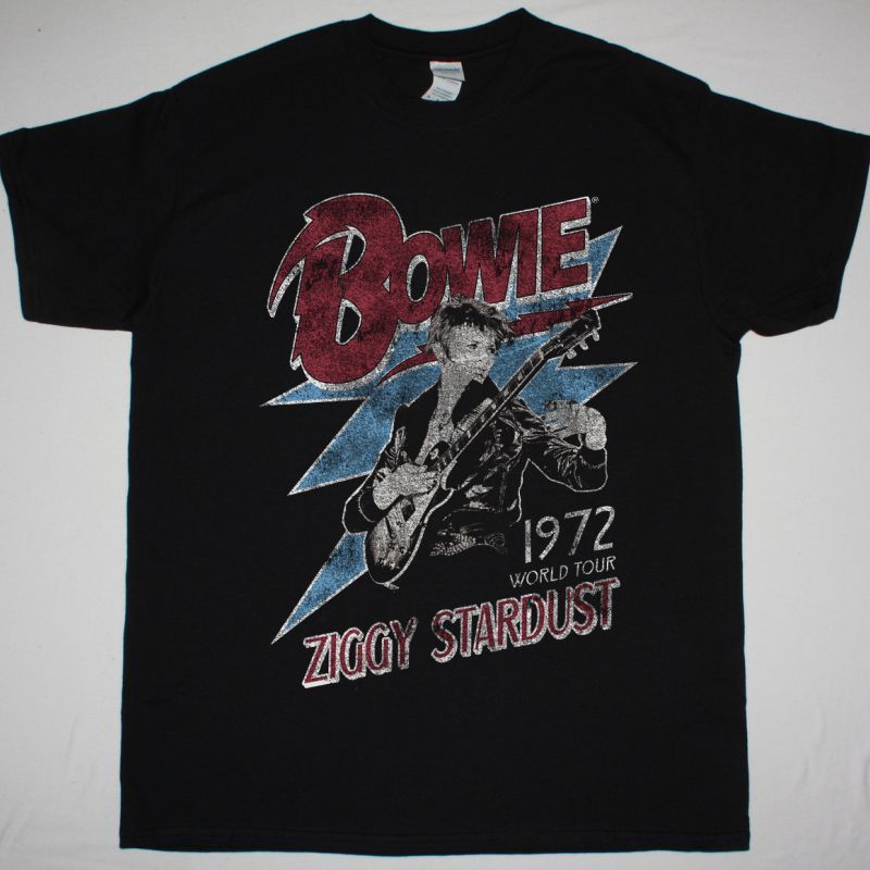 DAVID BOWIE ZIGGY STARDUST 1972 WORLD TOUR NEW BLACK T-SHIRT