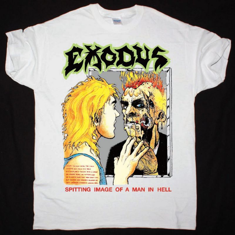 EXODUS SPITTING IMAGE OF A MAN IN HELL NEW WHITE T SHIRT
