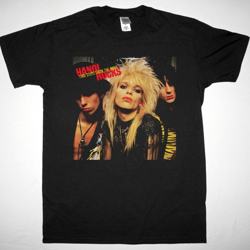 HANOI ROCKS TWO STEPS FROM THE MOVE 1984 NEW BLACK T-SHIRT