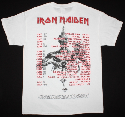 IRON MAIDEN MAIDEN ENGLAND TOUR 2014 NEW WHITE T-SHIRT