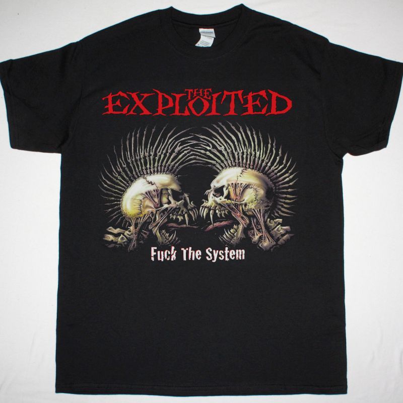 EXPLOITED FUCK THE SYSTEM NEW BLACK T-SHIRT