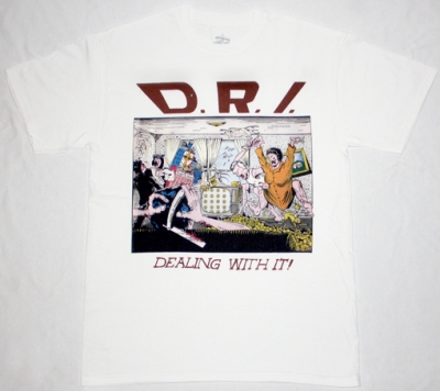 D.R.I. DEALING WITH IT'85  NEW WHITE T-SHIRT