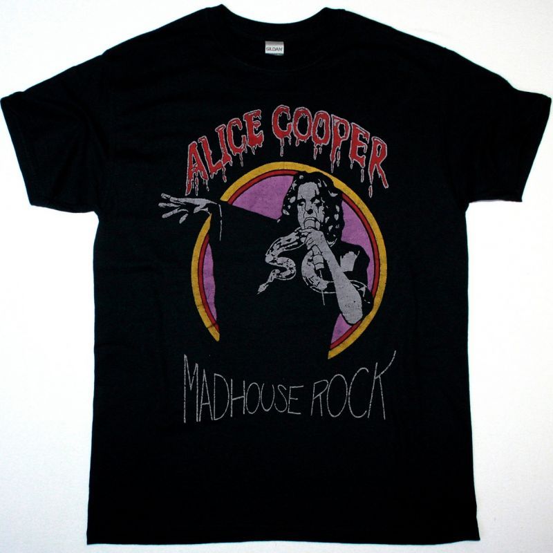 ALICE COOPER MADHOUSE ROCK NEW BLACK T SHIRT