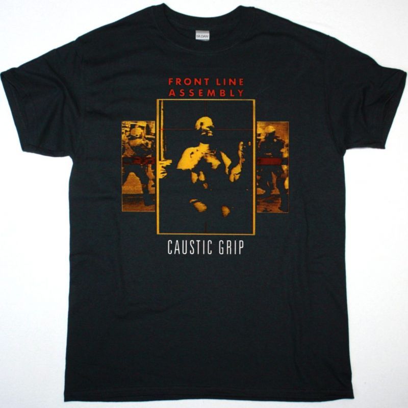 FRONT LINE ASSEMBLY CAUSTIC GRIP NEW BLACK T-SHIRT