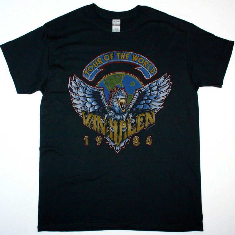VAN HALEN TOUR OF THE WORLD 1984 NEW BLACK T SHIRT