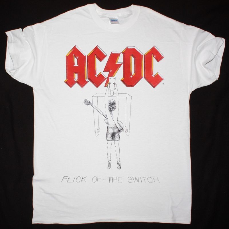 AC DC FLICK OF THE SWITCH TOUR 1983 AC/DC NEW WHITE T-SHIRT