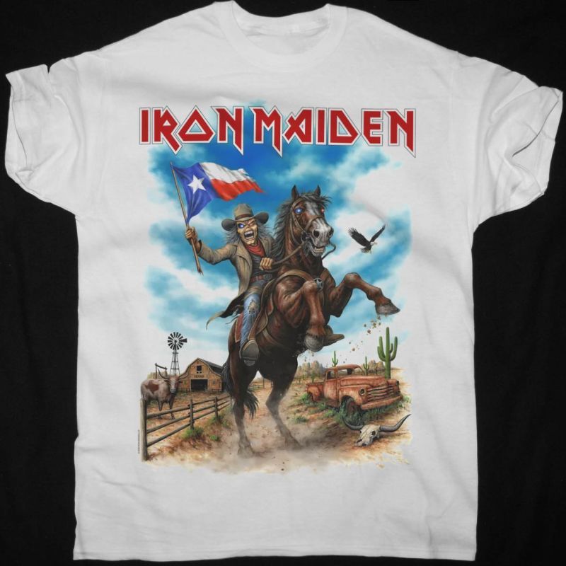 IRON MAIDEN RUN FOR YOUR LIVES 2026 TOUR TEXAS NEW WHITE T-SHIRT