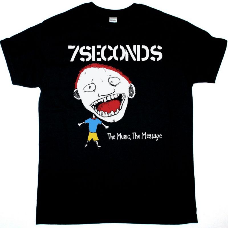 7 SECONDS THE MUSIC THE MESSAGE NEW BLACK T SHIRT