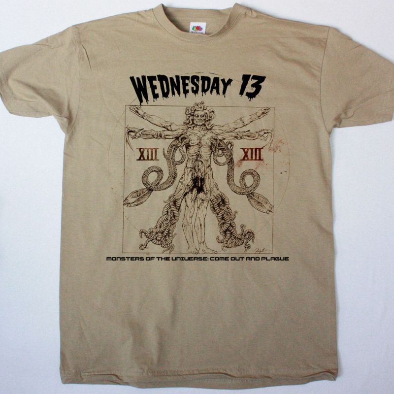 WEDNESDAY 13 MONSTERS OF THE UNIVERSE  COME OUT AND PLAGUE NEW KAKHI T-SHIRT