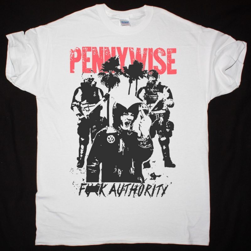 PENNYWISE FUCK AUTHORITY NEW WHITE T SHIRT