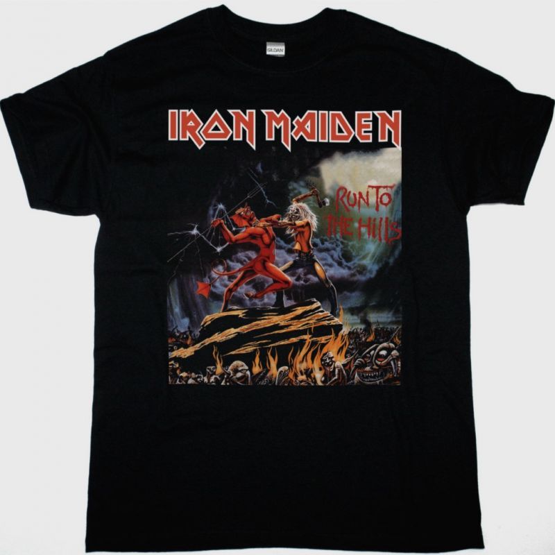 IRON MAIDEN RUN TO THE HILLS NEW BLACK T-SHIRT