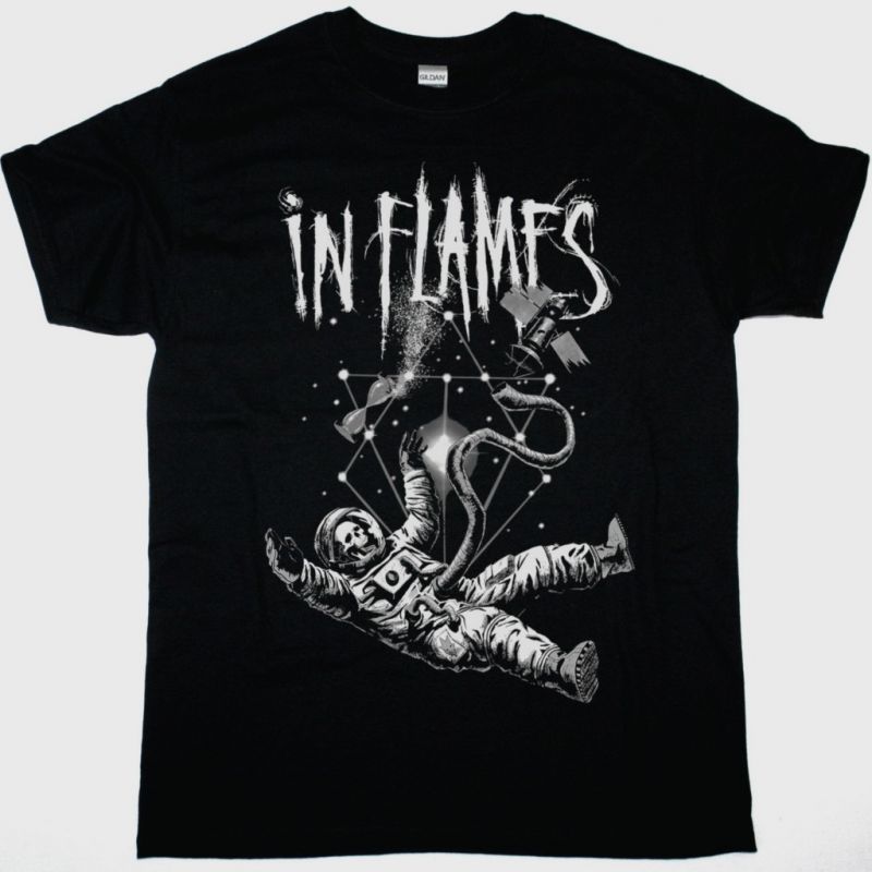 IN FLAMES SPACEMAN NEW BLACK T-SHIRT