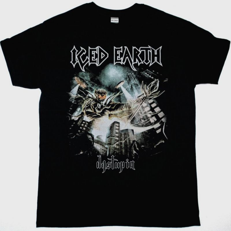 ICED EARTH DYSTOPIA WORLD TOUR 2011-2012 NEW BLACK T-SHIRT
