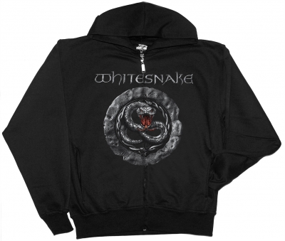 WHITESNAKE GREY SIGN NEW BLACK ZIPPED HOODIE