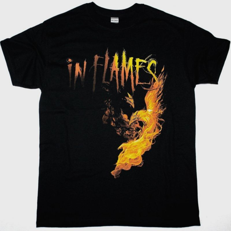 IN FLAMES FIRE BIRDS NEW BLACK T-SHIRT