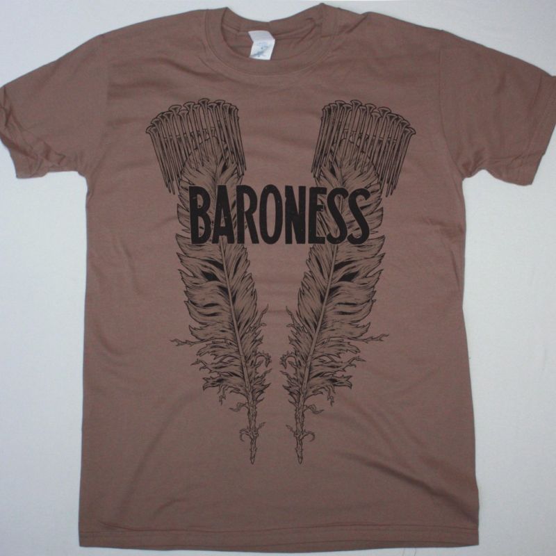 BARONESS FEATHER & NAILS  NEW BROWN T-SHIRT