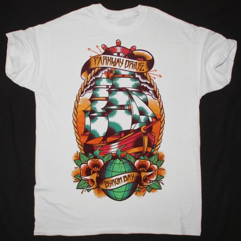 PARKWAY DRIVE BYRON BAY NEW WHITE T-SHIRT