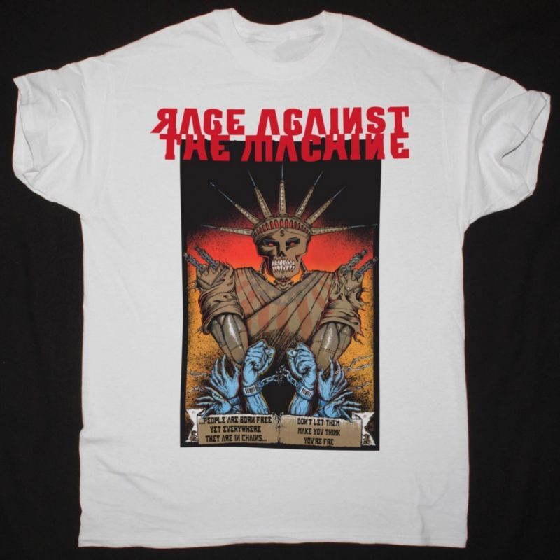 RAGE AGAINST THE MACHINE PEOPLE ARE BORN FREE NEW WHITE T-SHIRT