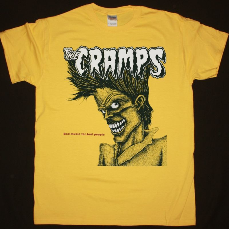 THE CRAMPS BAD MUSIC FOR BAD PEOPLE NEW YELLOW T SHIRT