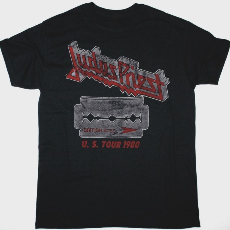 JUDAS PRIEST BRITISH STEEL US TOUR 1980 NEW BLACK T-SHIRT