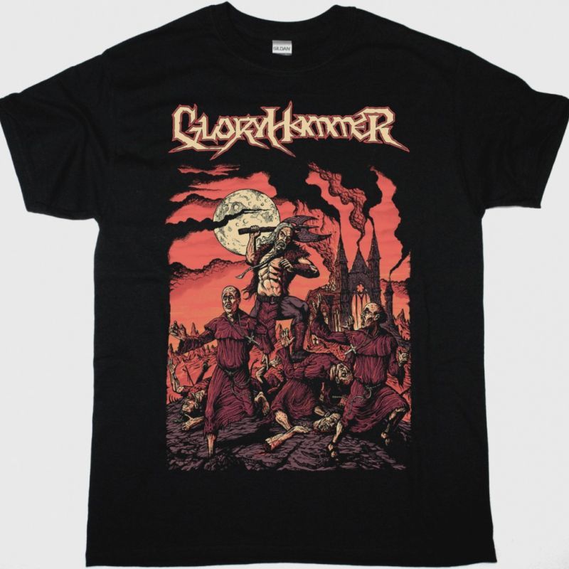 GLORYHAMMER HOOTS MONK MASSACRE  NEW BLACK T SHIRT