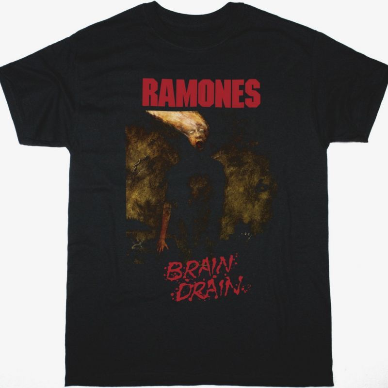 RAMONES BRAIN DRAIN COVER NEW BLACK T-SHIRT