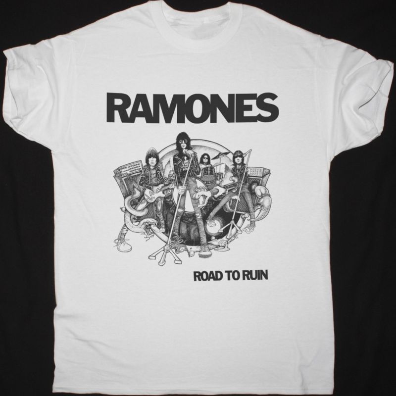 RAMONES ROAD TO RUIN NEW WHITE T-SHIRT