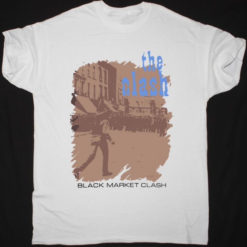 THE CLASH BLACK MARKET CLASH NEW WHITE T-SHIRT