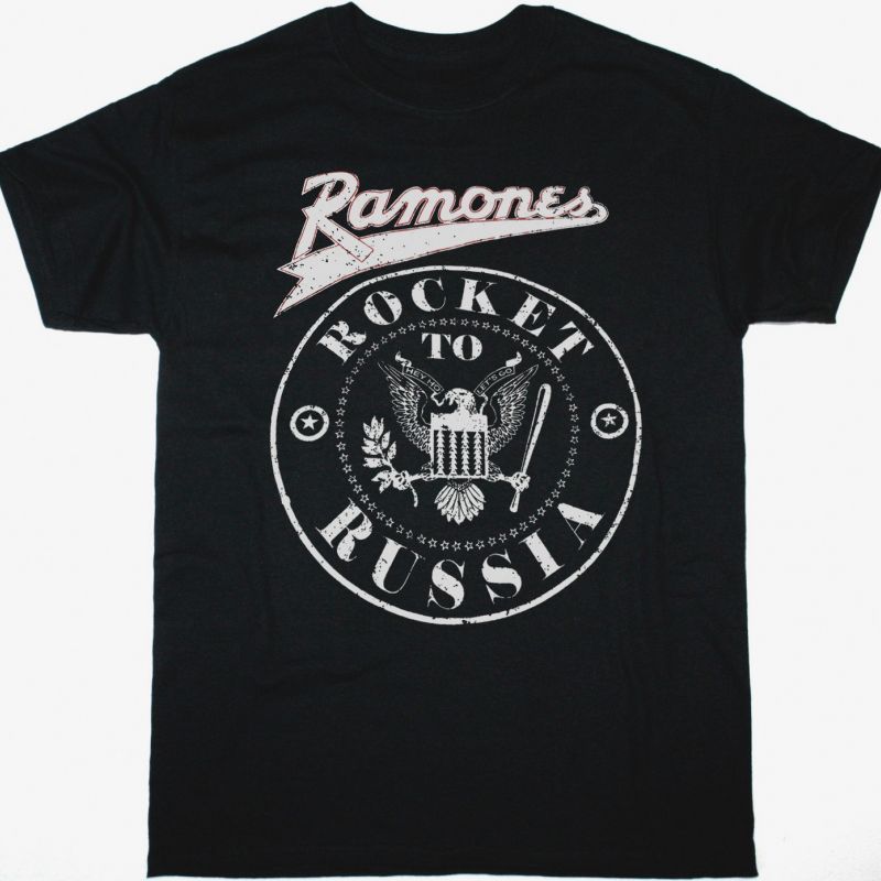 RAMONES ROCKET TO RUSSIA BASEBALL NEW BLACK T-SHIRT