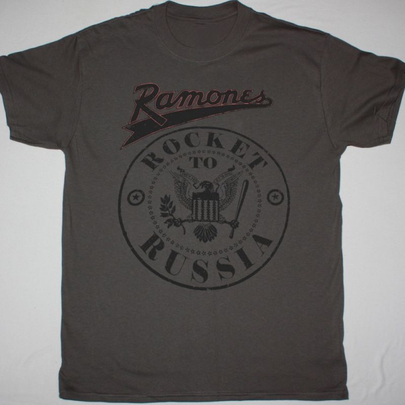 RAMONES ROCKET TO RUSSIA BASEBALL NEW GREY T-SHIRT
