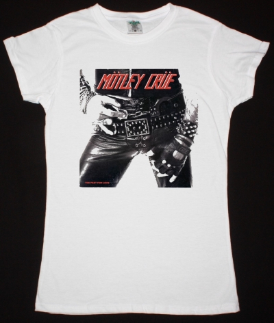 MOTLEY CRUE TOO FAST FOR LOVE 1982 NEW WHITE LADY T-SHIRT