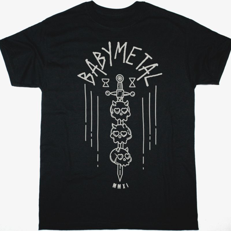 BABYMETAL SKULLS ON SWORD NEW BLACK T-SHIRT