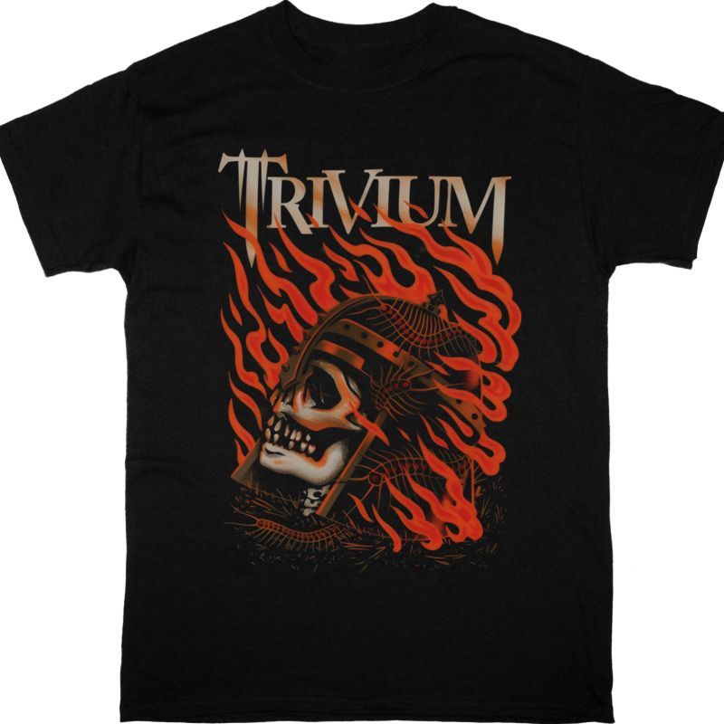 TRIVIUM CLARK OF FLAMING SKULL NEW BLACK T-SHIRT
