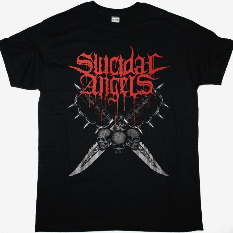SUICIDAL ANGELS KNIVES NEW BLACK T SHIRT