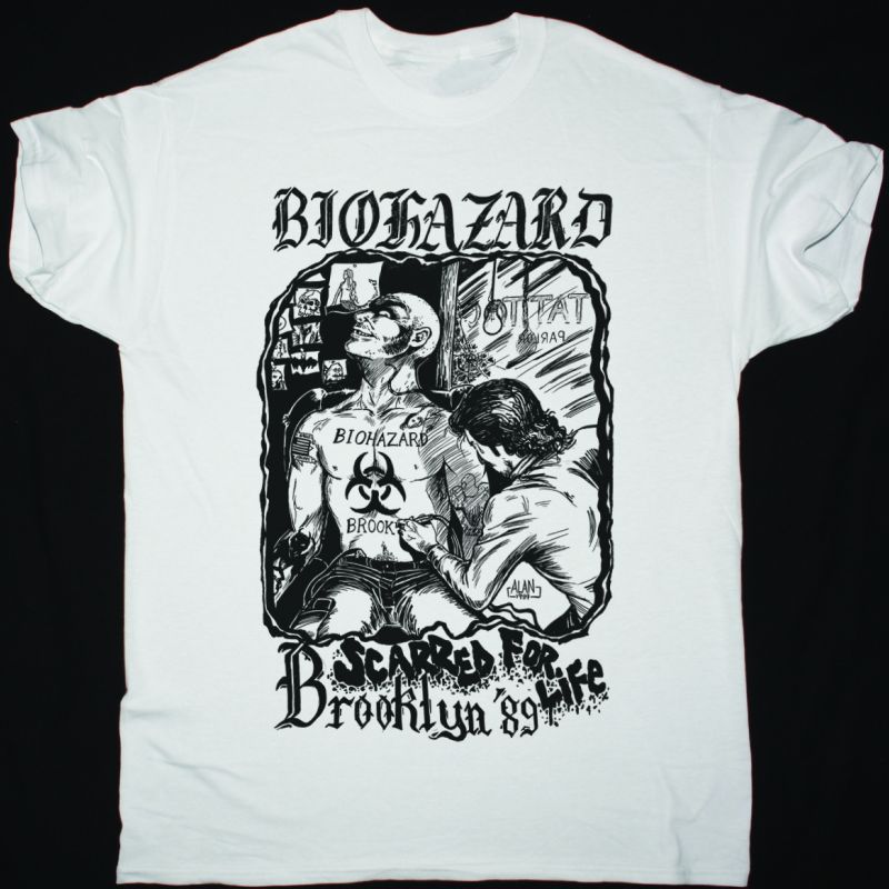 BIOHAZARD SCARRED FOR LIFE NEW WHITE T-SHIRT