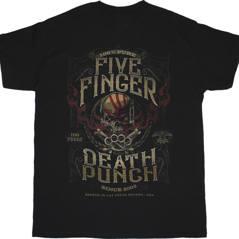 FIVE FINGER DEATH PUNCH 100 PROOF NEW BLACK T-SHIRT