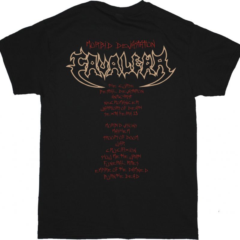 CAVALERA MORBID DEVASTATION TRACK LIST NEW BLACK T SHIRT