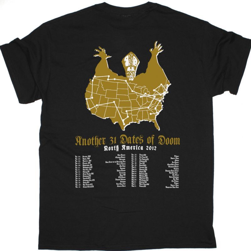 GHOST ANOTHER 31 DATES OF DOOM NORTH AMERICAN 2012 TOUR NEW BLACK T-SHIRT